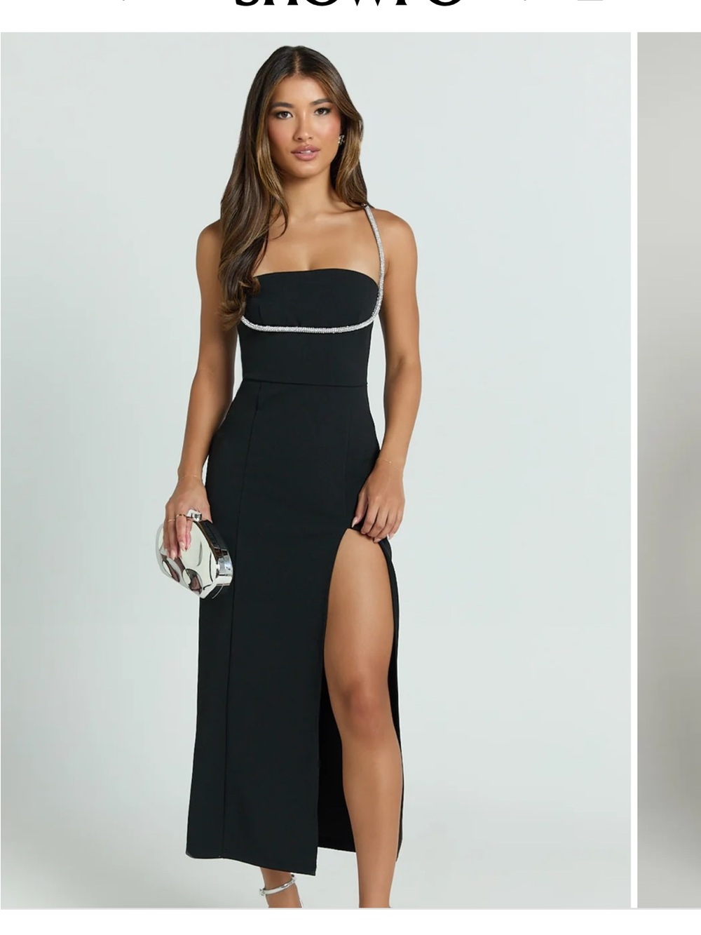 Showpo Diamante Detail Pencil Dress In Black